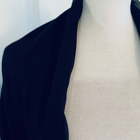 LANVIN BLACK CASHMERE SILK CHIFFON TRIMMED BOLERO- SIZE SMALL - Picture 4 of 9